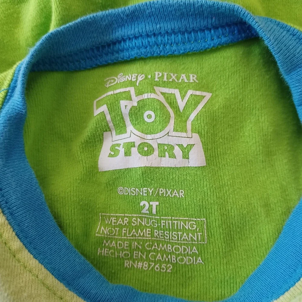 Disney Pixar Toy Story 2 pc Pajama Set Kids 2T Green Blue Woody Buzz Snug Fit